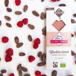 Tableta BIO Chocolate Blanco con Yogur y Frambuesas – 10 uds